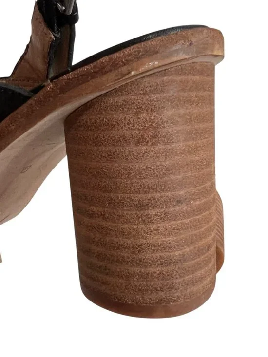 Madewell The Ruthie sandals black leather criss cross ankle strap high heel 9 - Picture 9 of 12